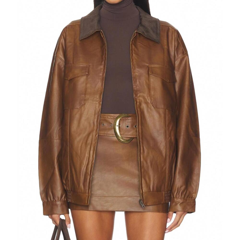 NEW SHOW ME YOUR MUMU maverick bomber jacket in chestnut brown - Picture 1 of 5